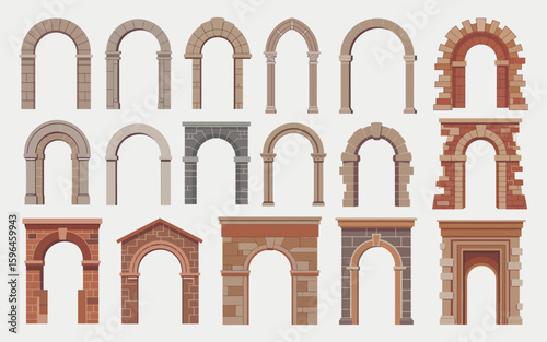 Collection of diverse architectural arches and doorways in various styles