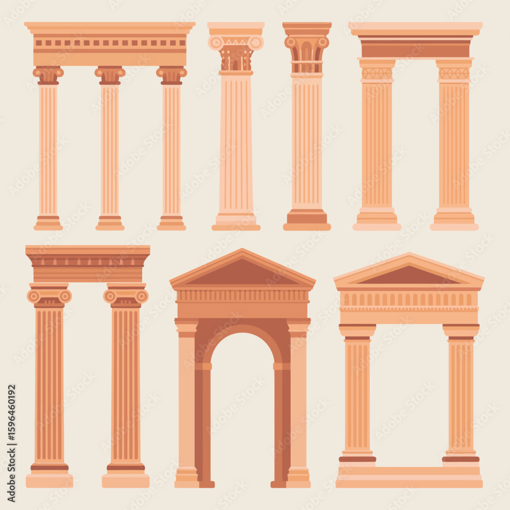 Fototapeta premium Collection of classical architectural columns and arches
