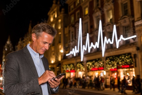 Technology and health on busy city streets. Heart connection. Large study highlights tinnitus and heart rate variability link. Tech and health. Stress link.