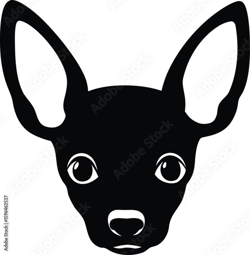 Chihuahua head silhouette with upright ears, round eyes, and tiny muzzle for iconic toy breed profile