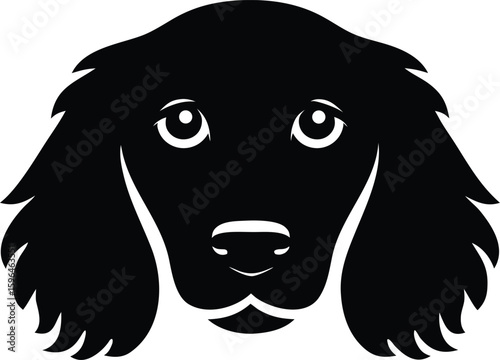 Cocker Spaniel head silhouette with long droopy ears, soft muzzle, and expressive eyes for classic companion