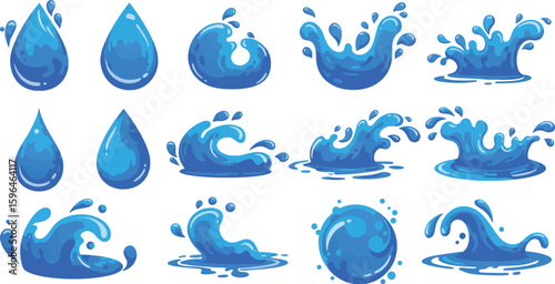 Seamless blue water drops and splashes create a beautiful ocean wave pattern