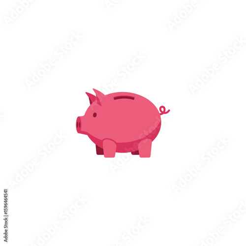 Classic pink piggy bank icon symbolizing financial savings and investment for future wealth and economic growth