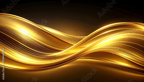 Golden swirling abstract waves