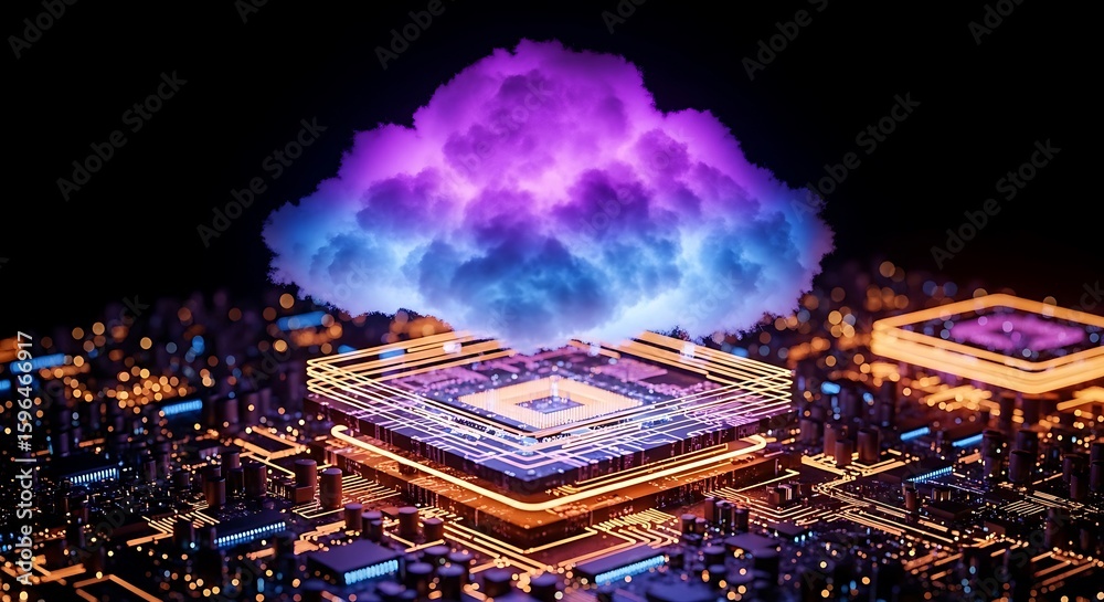 Obraz premium electronic circuit board with processor, close up of a circuit board