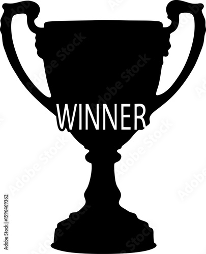 Silhouette of a Winner Trophy Featuring Bold Text
