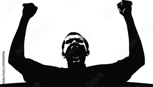 Silhouette of Person Showing Expression of Triumph and Strength