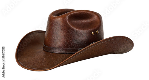Brown Leather Cowboy Hat - Western Style