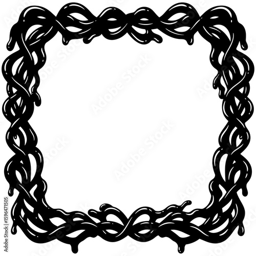 Dripping Ink Halloween Border Frame Vector Illustration