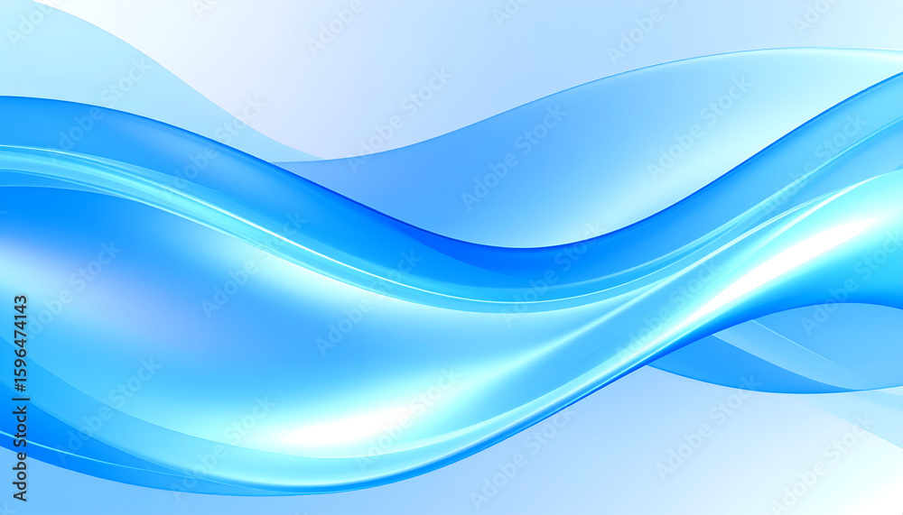 Fototapeta premium Modern abstract background with glowing blue holographic waves.