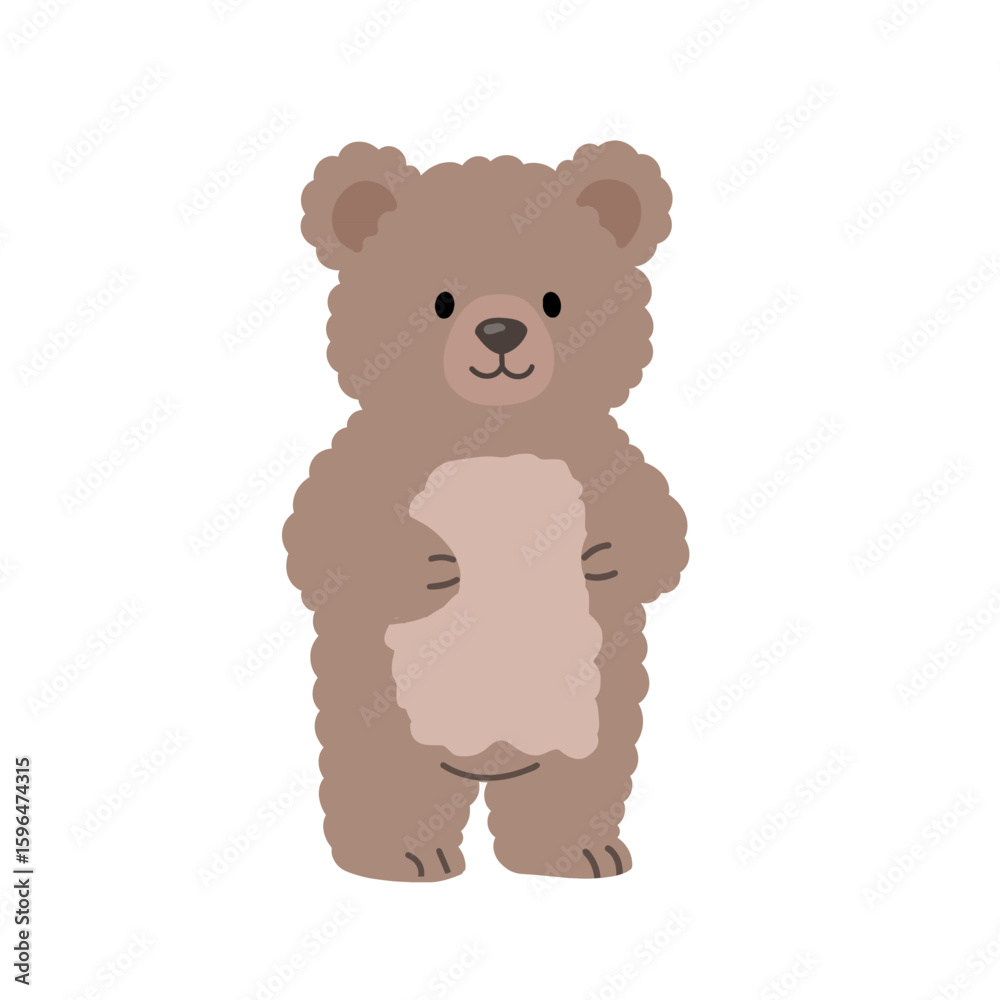 Naklejka premium Adorable Fluffy Brown Teddy Bear Toy with Curly Fur Texture