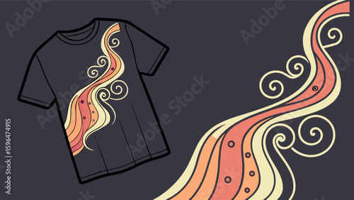 Stylish t shirt design with abstract swirl pattern vector art for apparel and fashion trends ideas style
