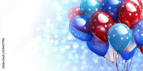 Bright background with layered transparent patriotic balloons