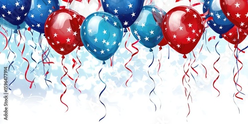 Bright background with layered transparent patriotic balloons
