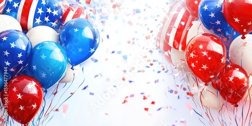 Bright background with layered transparent patriotic balloons