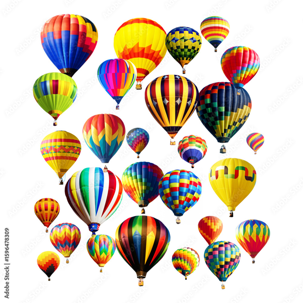 Obraz premium Colorful Cute Hot Air Balloon png, Flying Balloons png, kawaii balloon collection