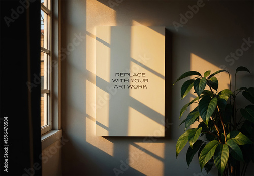 Frame Interior Canvas Wall Art Poster Room Mockup Template Blank Paper Texture