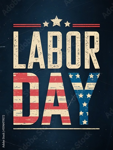 Vintage Badge Style Labor Day Typography