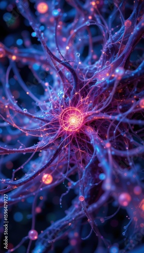 Neural Network Visualization: A mesmerizing artistic representation of a neural network, showcasing intricate connections and vibrant energy, evoking the complexities of thought and innovation.