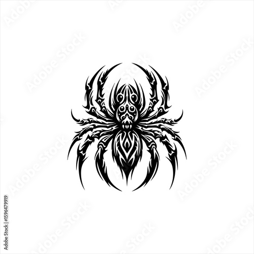 Tribal Black Spider Tattoo Design.