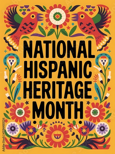 Folk Art Style National Hispanic Heritage Month Typography Illustration Design