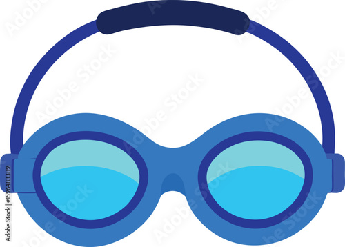 Swimming Goggles Icon
 A pair of blue swimming goggles icon with adjustable strap.