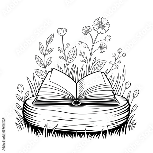 open book with flowers