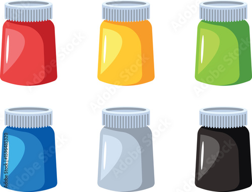 Colored gouache paints palette vector illustration