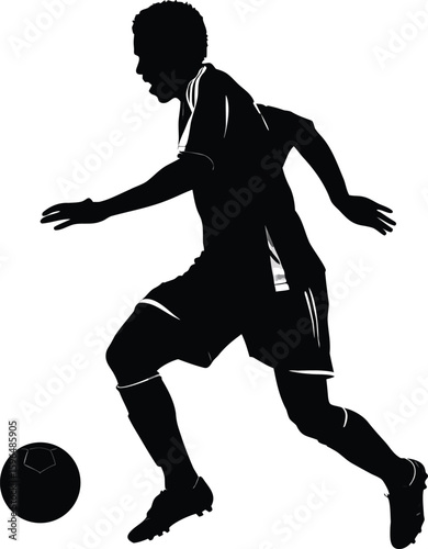 Silhouette of a Soccer Player Dribbling the Ball in Action Pose
