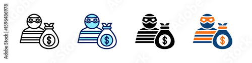Robbery All In One Icon Multi Styles Vector Set