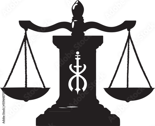 Scales of justice symbol representing law and balance in gold vector design
