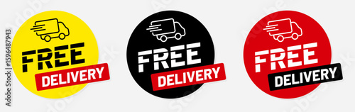 Free delivery shipping icon in three color versions
