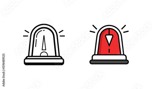 Two siren lights one red and one outline illustration