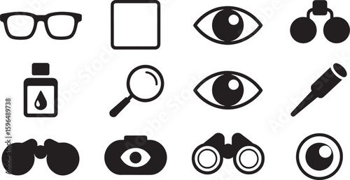 Essential Detective Icons Collection Glasses Magnifier and Eyes for Investigation and Mystery Themes