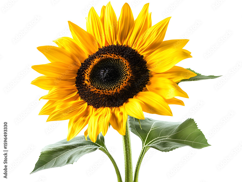 Obraz premium Isolated beautiful sunflower on white background, PNG