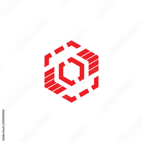 hexagonal stripes lines geometric swoosh arrows logo vector