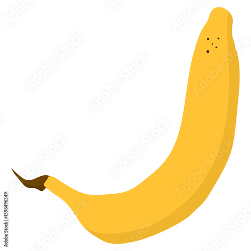 A vibrant and appetizing banana in its iconic curved shape, ready to be enjoyed