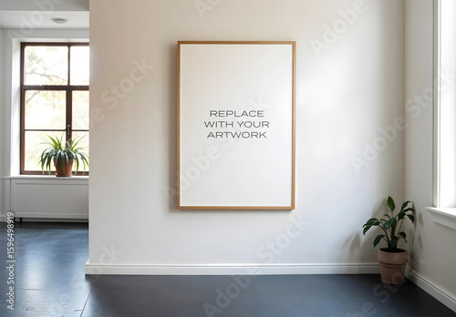Frame Interior Canvas Wall Art Poster Room Mockup Template Blank Paper Texture