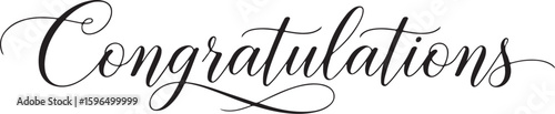 Vector art of elegant calligraphy script spelling congratulations isolated on white