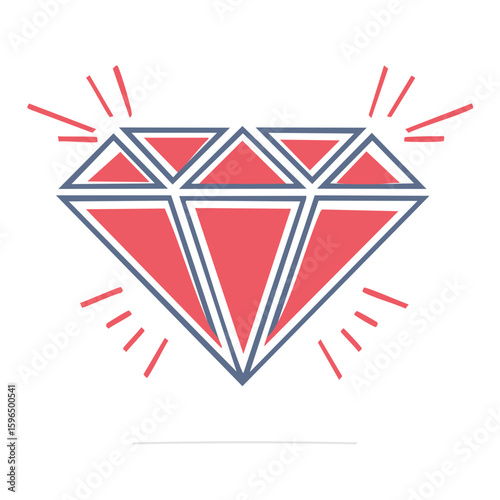 Red Diamond Facets with Shiny Lines Displaying Richness and Rarity