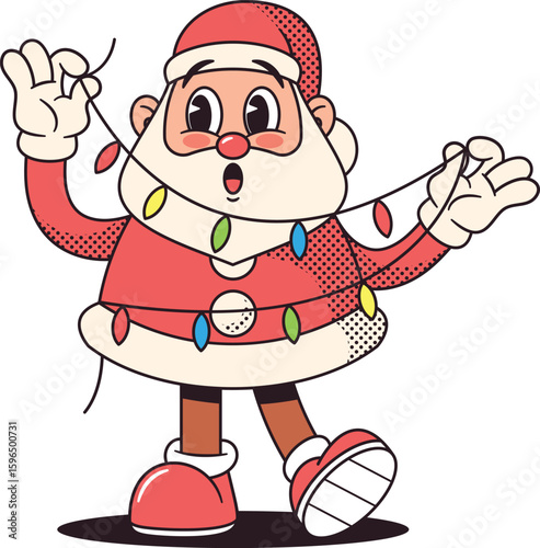 Santa Clause character with garland