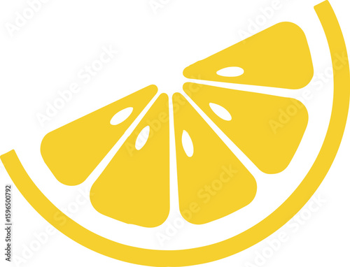 A bright yellow slice of lemon, showing segments and seeds.