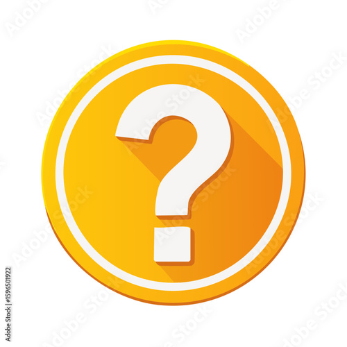 Question Mark on Orange Circle Button Icon for Doubt or Confusion Concept
