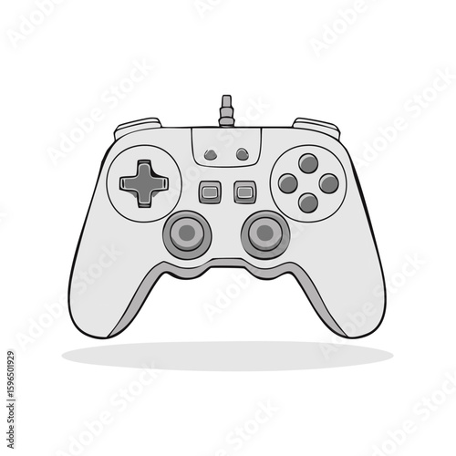 Illustrated game controller gamepad device with joysticks and buttons for gaming console vector art