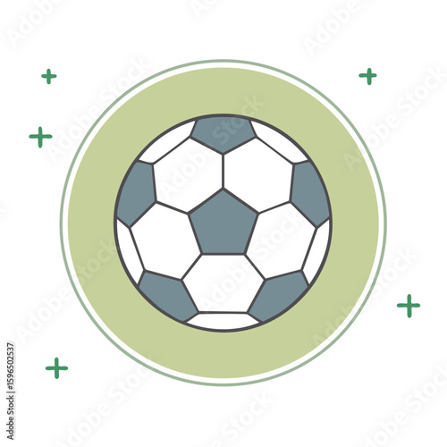 Classic Soccer Ball Illustration with Grey and White Patches within a green circle.