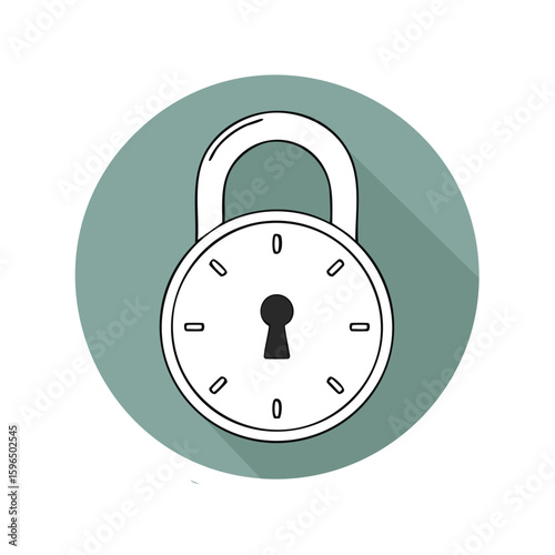 Padlock Icon Protection Safety Circle Modern Style Graphic Illustration