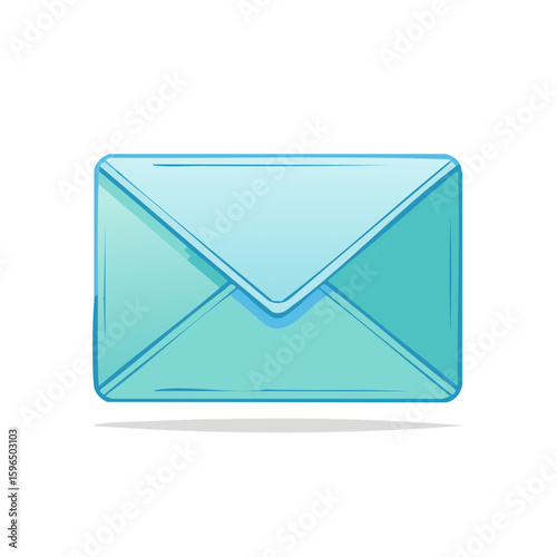 Light Blue Envelope Illustration with Soft Shadows for Mail and Communication Design Element