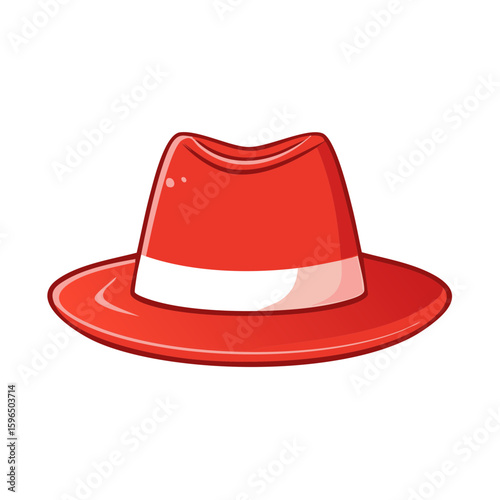 Cartoon of a red hat with white band isolated on white background