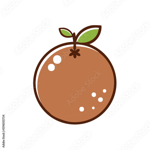 Stylized Tangerine with Leaves Graphic Citrus Fruit Icon for Market Illustration