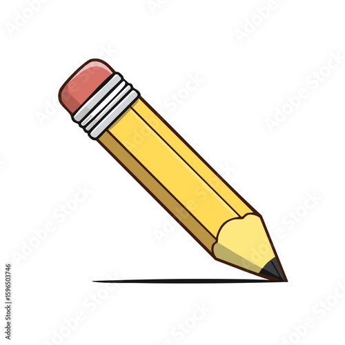 Illustration of a Yellow Pencil with a Rubber Eraser for Writing or Drawing Projects